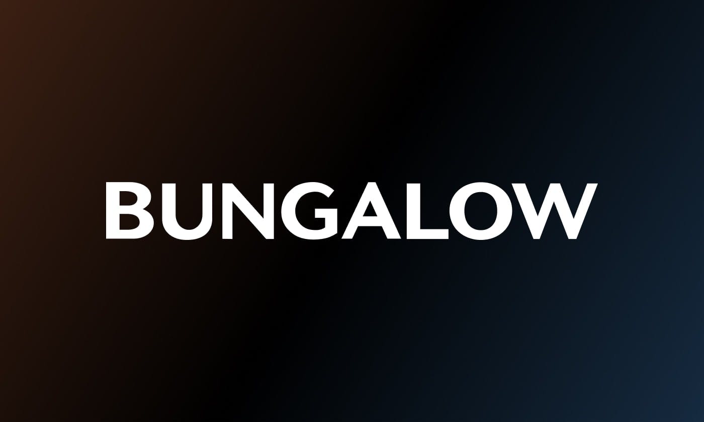 Bungalow Logo, white text on black background